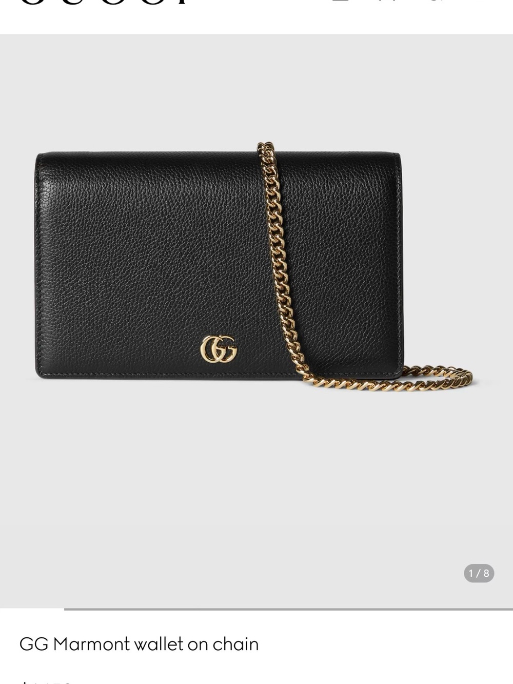 Gucci Black Leather  bag with Gold Chain and GG Logo